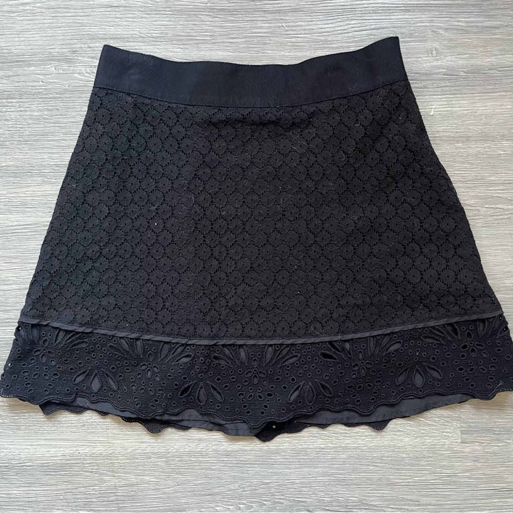 Ann Taylor LOFT Black Lace A-Line Mini Skirt